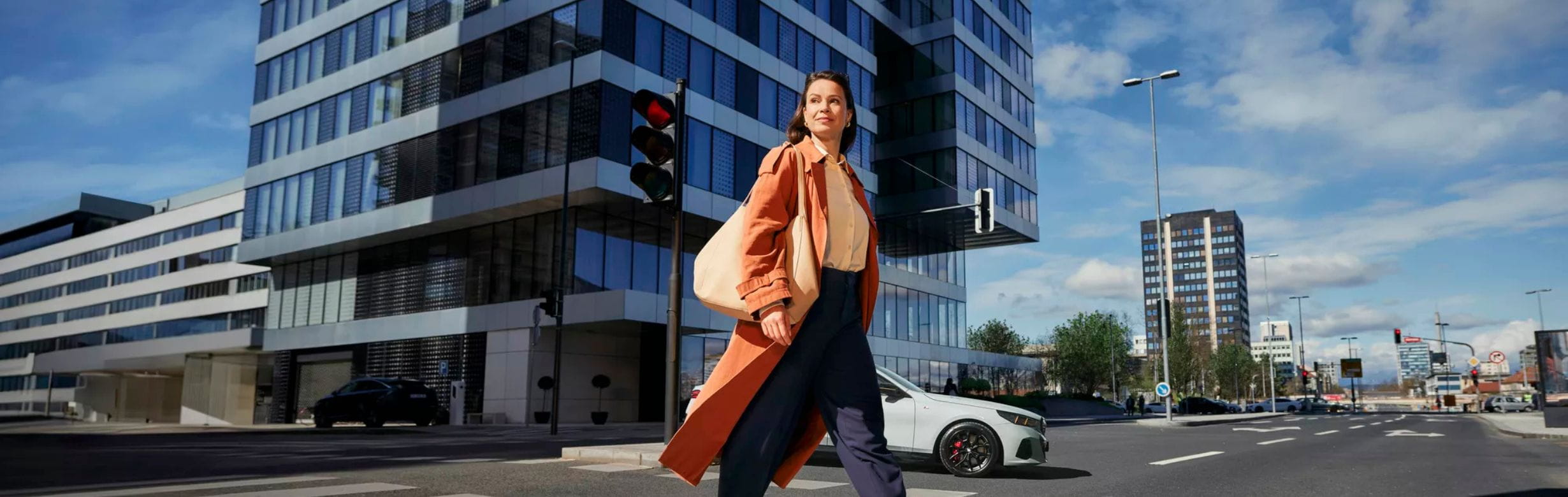 Woman walking on street